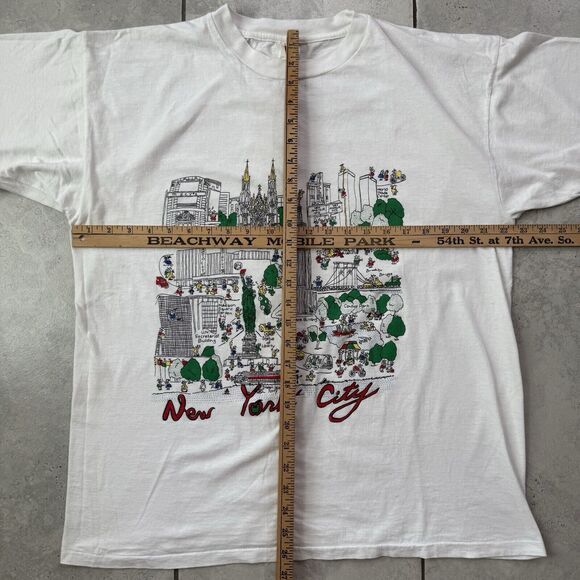 Vintage 80s New York City Map Tourism Illustration Art XL T Shirt Single Stitch - Picture 7 of 7